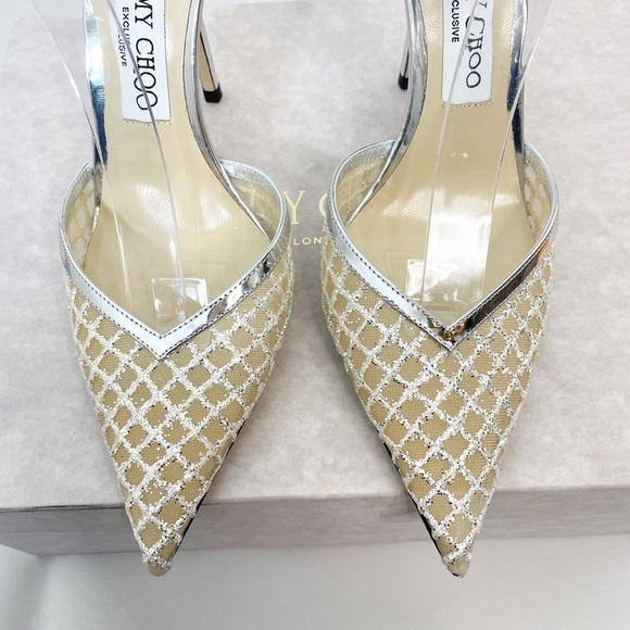 Jimmy Choo Saeda Glitter Crystal Ankle Strap Pumps - Picture 8 of 10